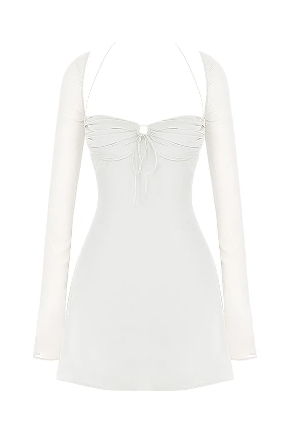 Babydoll Ivory Chiffon Halter Mini Dress Babydoll Ivory Chiffon Halter Mini Dress
