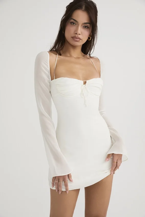 Babydoll Ivory Chiffon Halter Mini Dress Babydoll Ivory Chiffon Halter Mini Dress