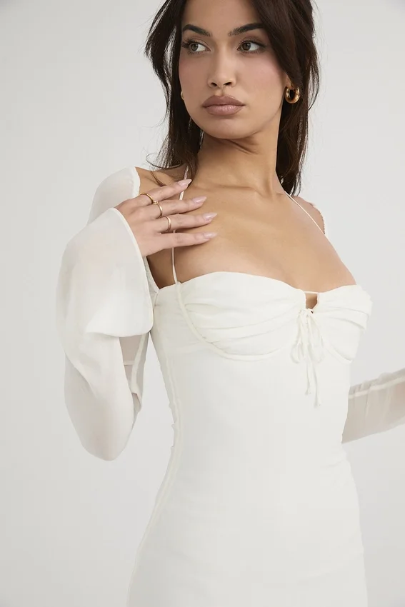 Babydoll Ivory Chiffon Halter Mini Dress Babydoll Ivory Chiffon Halter Mini Dress