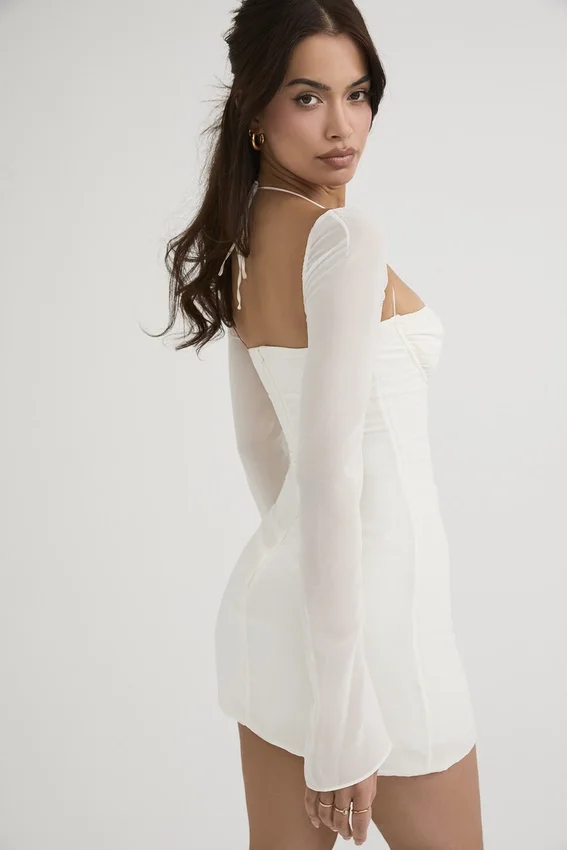 Babydoll Ivory Chiffon Halter Mini Dress Babydoll Ivory Chiffon Halter Mini Dress