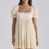 Bambi Ivory Satin + Broderie Anglaise Lace Regency Babydoll Mini Dress Bambi Ivory Satin + Broderie Anglaise Lace Regency Babydoll Mini Dress