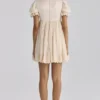 Bambi Ivory Satin + Broderie Anglaise Lace Regency Babydoll Mini Dress Bambi Ivory Satin + Broderie Anglaise Lace Regency Babydoll Mini Dress