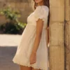 Bambi Ivory Satin + Broderie Anglaise Lace Regency Babydoll Mini Dress Bambi Ivory Satin + Broderie Anglaise Lace Regency Babydoll Mini Dress
