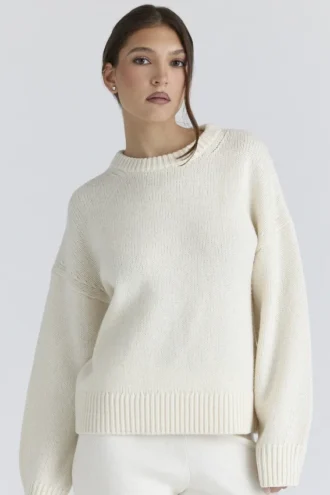 Bear Ivory Wool Chunky Knit Sweater