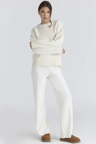 Andie Ivory Merino Wool Knit Trousers