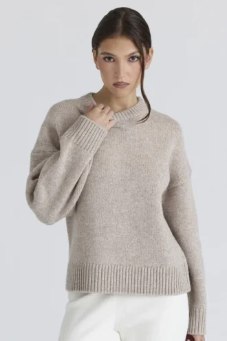 Bear Oatmeal Wool Chunky Knit Sweater