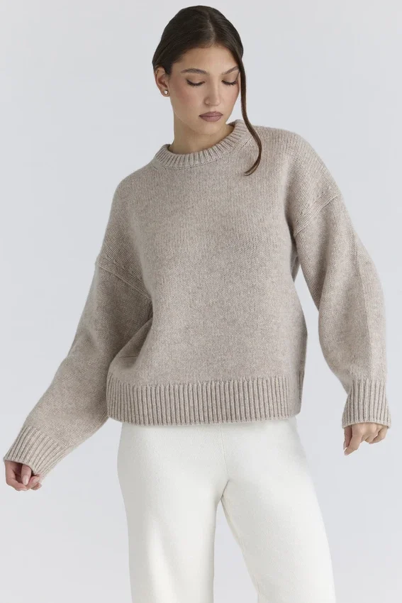 Bear Oatmeal Wool Chunky Knit Sweater Bear Oatmeal Wool Chunky Knit Sweater