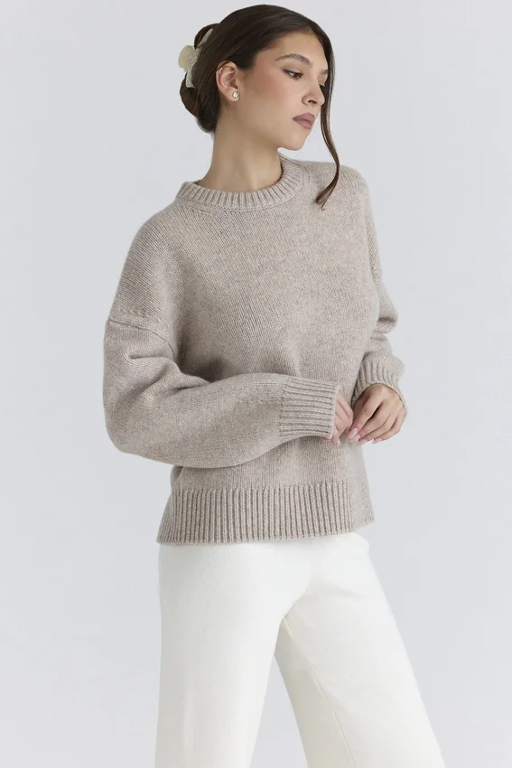 Bear Oatmeal Wool Chunky Knit Sweater Bear Oatmeal Wool Chunky Knit Sweater