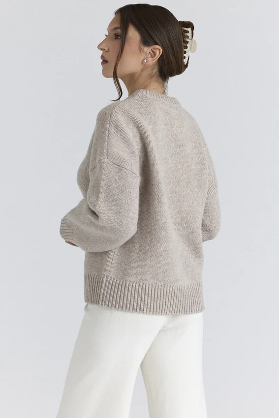 Bear Oatmeal Wool Chunky Knit Sweater Bear Oatmeal Wool Chunky Knit Sweater