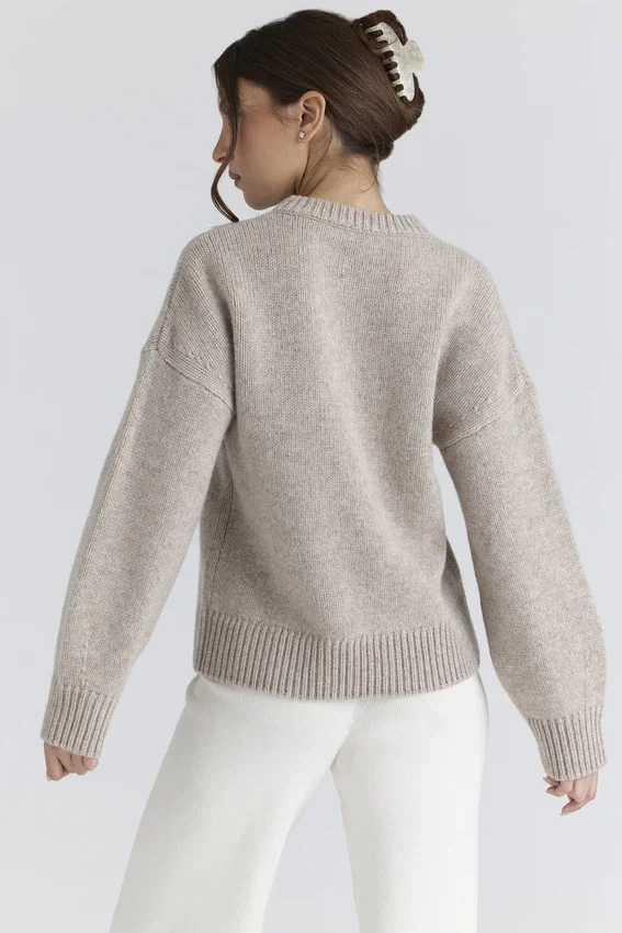 Bear Oatmeal Wool Chunky Knit Sweater Bear Oatmeal Wool Chunky Knit Sweater