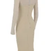 Beatrice Beige Corset Midi Dress Beatrice Beige Corset Midi Dress