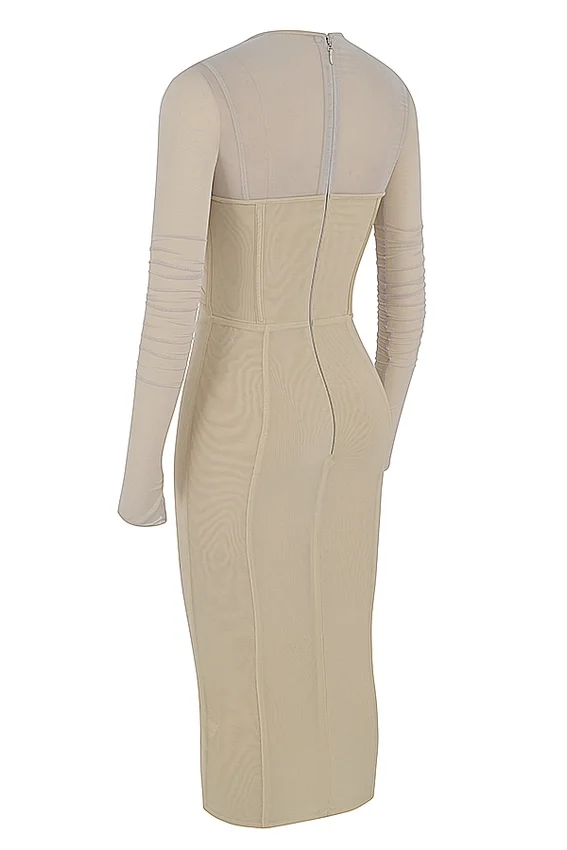 Beatrice Beige Corset Midi Dress Beatrice Beige Corset Midi Dress