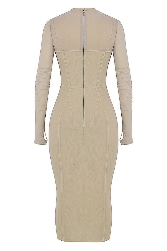 Beatrice Beige Corset Midi Dress Beatrice Beige Corset Midi Dress