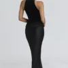Beau Black Satin Draped Maxi Skirt Beau Black Satin Draped Maxi Skirt