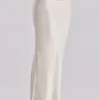 Beau Vintage Ivory Satin Draped Maxi Skirt