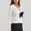 Beaubella Ivory Soft Mohair Embellished Cardigan Beaubella Ivory Soft Mohair Embellished Cardigan