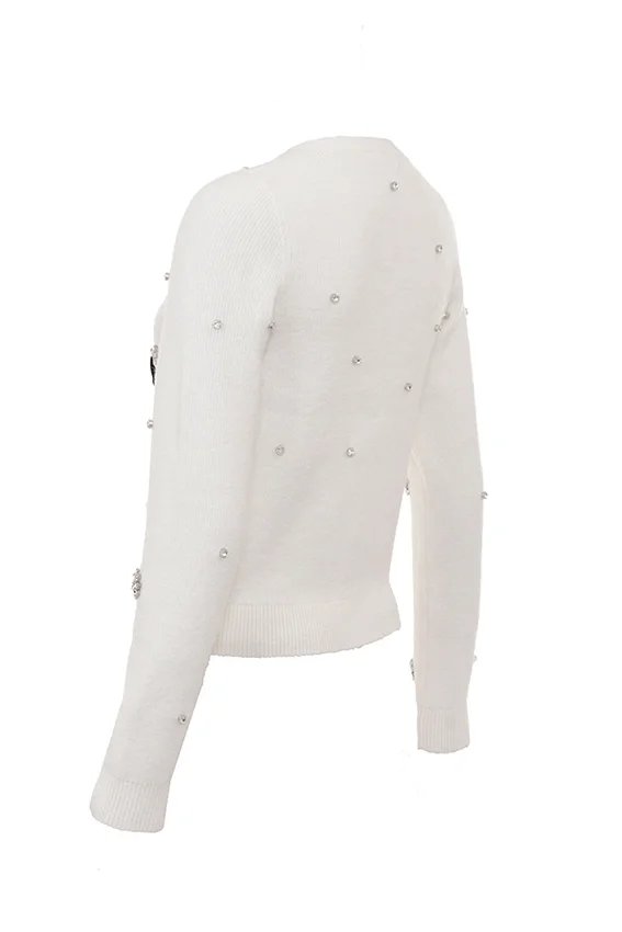 Beaubella Ivory Soft Mohair Embellished Cardigan Beaubella Ivory Soft Mohair Embellished Cardigan