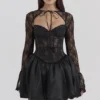 Beauty Black Lace Puffball Mini Dress Beauty Black Lace Puffball Mini Dress