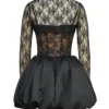 Beauty Black Lace Puffball Mini Dress Beauty Black Lace Puffball Mini Dress