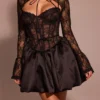 Beauty Black Lace Puffball Mini Dress Beauty Black Lace Puffball Mini Dress