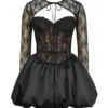 Beauty Black Lace Puffball Mini Dress Beauty Black Lace Puffball Mini Dress