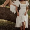Bella White Broderie Anglais Babydoll Midi Dress Bella White Broderie Anglais Babydoll Midi Dress