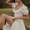 Bella White Broderie Anglais Babydoll Midi Dress Bella White Broderie Anglais Babydoll Midi Dress