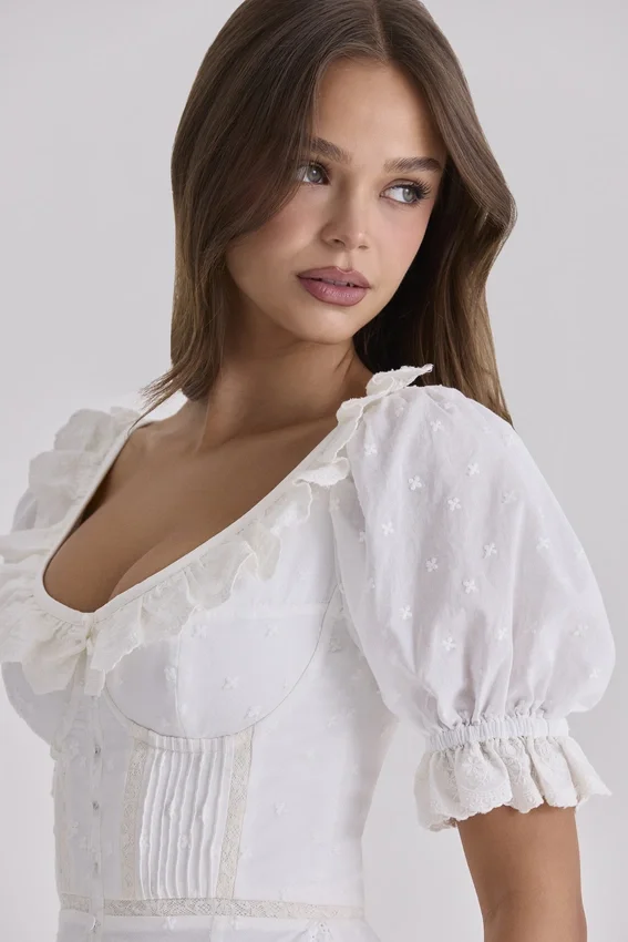 Bella White Broderie Anglais Babydoll Midi Dress Bella White Broderie Anglais Babydoll Midi Dress
