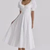Bella White Broderie Anglais Babydoll Midi Dress Bella White Broderie Anglais Babydoll Midi Dress