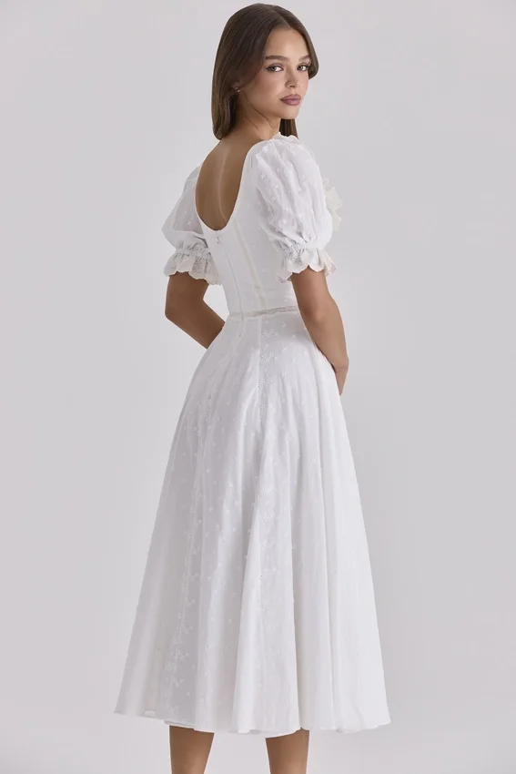 Bella White Broderie Anglais Babydoll Midi Dress Bella White Broderie Anglais Babydoll Midi Dress