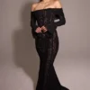 Belle Black Off Shoulder Floral Lace Maxi Dress Belle Black Off Shoulder Floral Lace Maxi Dress