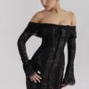 Belle Black Off Shoulder Floral Lace Maxi Dress Belle Black Off Shoulder Floral Lace Maxi Dress