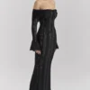 Belle Black Off Shoulder Floral Lace Maxi Dress Belle Black Off Shoulder Floral Lace Maxi Dress