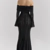 Belle Black Off Shoulder Floral Lace Maxi Dress Belle Black Off Shoulder Floral Lace Maxi Dress