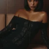 Belle Black Off Shoulder Floral Lace Maxi Dress Belle Black Off Shoulder Floral Lace Maxi Dress