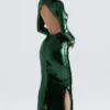 Belle Pine Green Sequin Maxi Dress Belle Pine Green Sequin Maxi Dress
