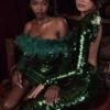 Belle Pine Green Sequin Maxi Dress Belle Pine Green Sequin Maxi Dress