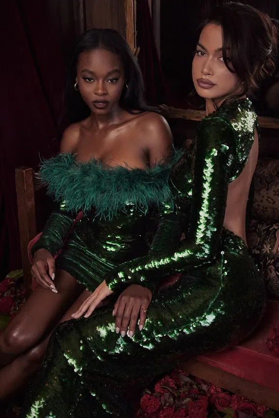 Belle Pine Green Sequin Maxi Dress Belle Pine Green Sequin Maxi Dress