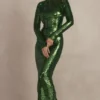 Belle Pine Green Sequin Maxi Dress Belle Pine Green Sequin Maxi Dress