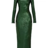 Belle Pine Green Sequin Maxi Dress Belle Pine Green Sequin Maxi Dress
