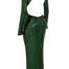 Belle Pine Green Sequin Maxi Dress Belle Pine Green Sequin Maxi Dress