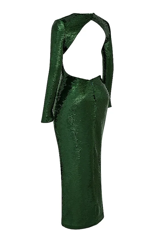 Belle Pine Green Sequin Maxi Dress Belle Pine Green Sequin Maxi Dress