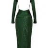 Belle Pine Green Sequin Maxi Dress Belle Pine Green Sequin Maxi Dress