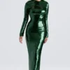 Belle Pine Green Sequin Maxi Dress Belle Pine Green Sequin Maxi Dress