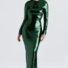 Belle Pine Green Sequin Maxi Dress Belle Pine Green Sequin Maxi Dress