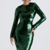Belle Pine Green Sequin Maxi Dress Belle Pine Green Sequin Maxi Dress