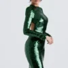 Belle Pine Green Sequin Maxi Dress Belle Pine Green Sequin Maxi Dress