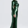 Belle Pine Green Sequin Maxi Dress Belle Pine Green Sequin Maxi Dress