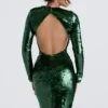 Belle Pine Green Sequin Maxi Dress Belle Pine Green Sequin Maxi Dress