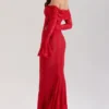 Belle Red Off Shoulder Floral Lace Maxi Dress Belle Red Off Shoulder Floral Lace Maxi Dress